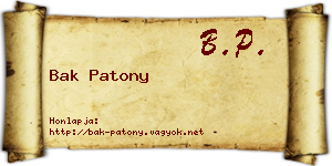 Bak Patony névjegykártya